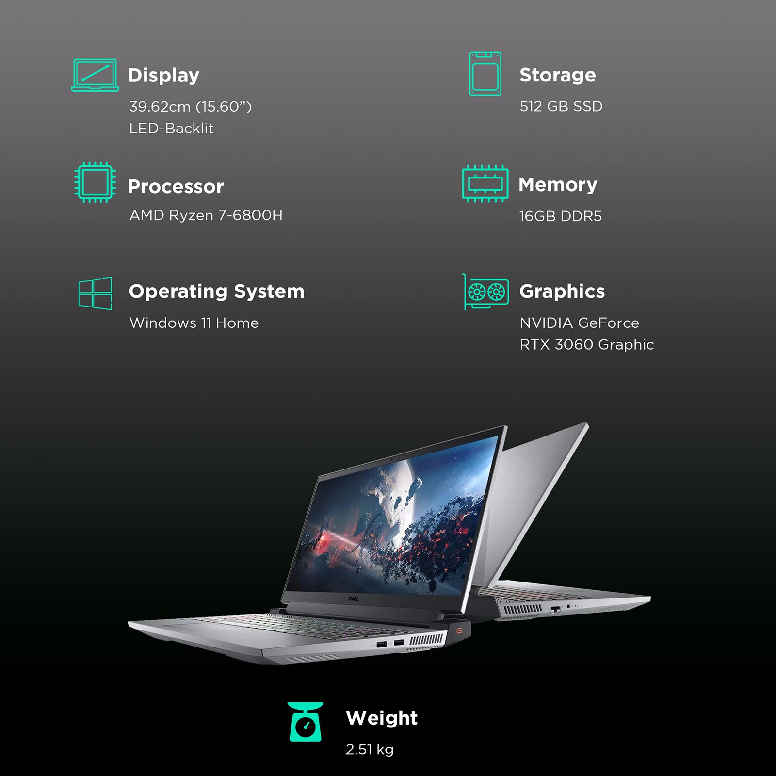 Buy DELL Inspiron G15 5525 AMD Ryzen 7 6800H Gaming Laptop (16GB